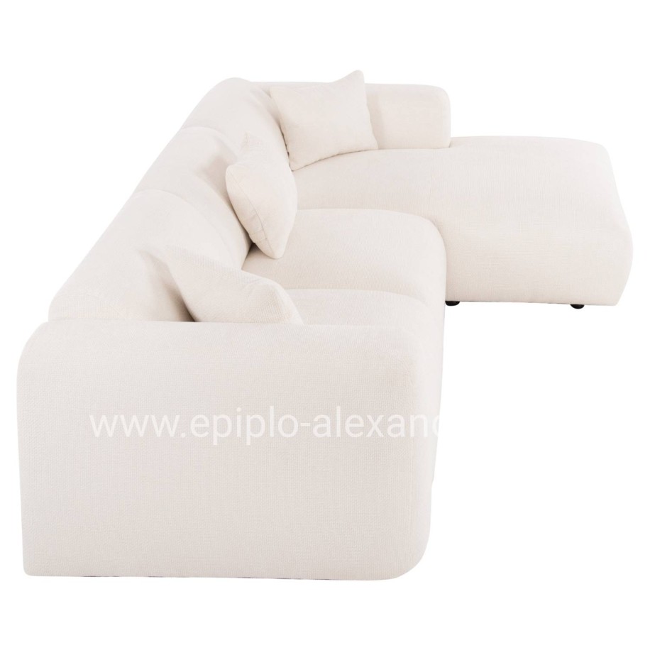 CORNER SOFA BRICKEN HM3275.02R WHITE FABRIC 110-282x98-160x72Hcm.