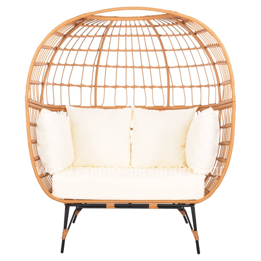 ARMCHAIR FOR TWO NEST TYPE RATTAN MIAMI HM5870.11 132.5x90x154H cm.