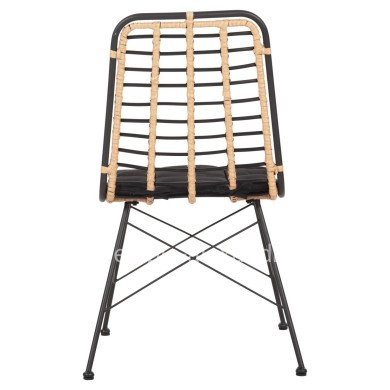 METALLIC DINING CHAIR ALLEGRA HM5691.11 WICKER IN BEIGE-BLACK 51x54x84Hcm.