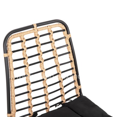 METALLIC DINING CHAIR ALLEGRA HM5691.11 WICKER IN BEIGE-BLACK 51x54x84Hcm.