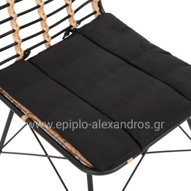 METALLIC DINING CHAIR ALLEGRA HM5691.11 WICKER IN BEIGE-BLACK 51x54x84Hcm.