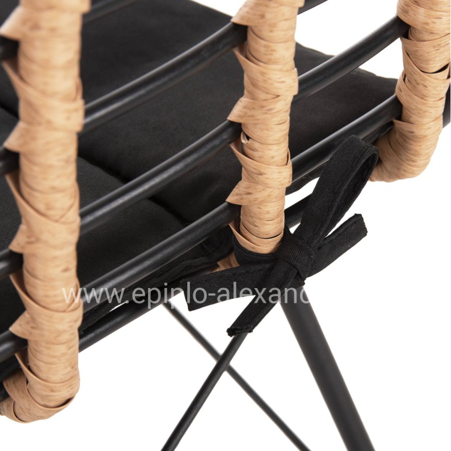 METALLIC DINING CHAIR ALLEGRA HM5691.11 WICKER IN BEIGE-BLACK 51x54x84Hcm.
