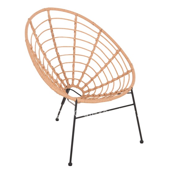 ARMCHAIR NEST-TYPE ALLEGRA HM5458.11 BLACK METAL-WICKER IN BEIGE 73x78x88H cm.