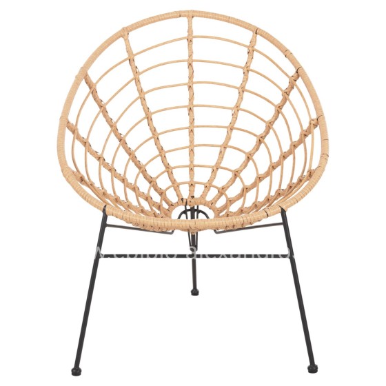 ARMCHAIR NEST-TYPE ALLEGRA HM5458.11 BLACK METAL-WICKER IN BEIGE 73x78x88H cm.