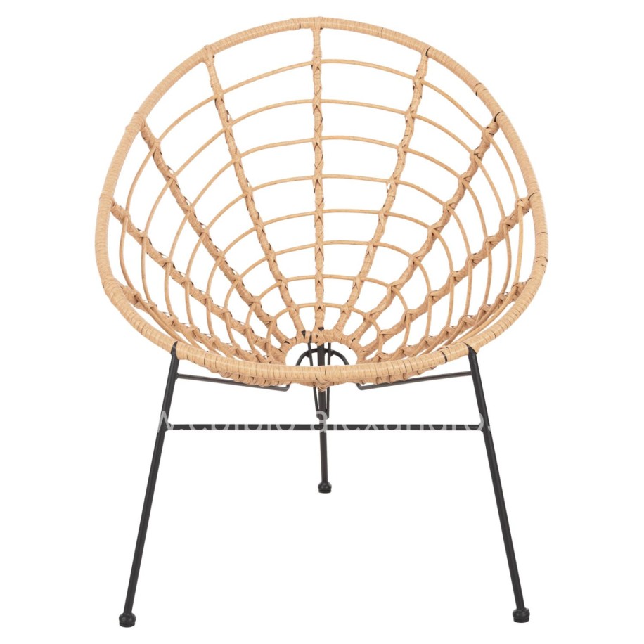 ARMCHAIR NEST-TYPE ALLEGRA HM5458.11 BLACK METAL-WICKER IN BEIGE 73x78x88H cm.