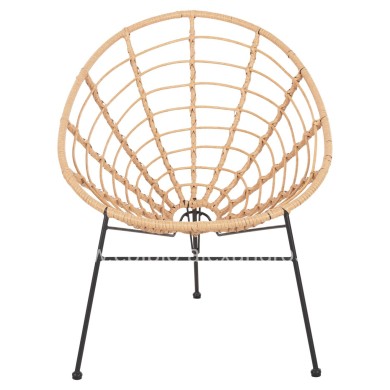 ARMCHAIR NEST-TYPE ALLEGRA HM5458.11 BLACK METAL-WICKER IN BEIGE 73x78x88H cm.