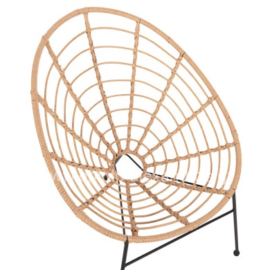 ARMCHAIR NEST-TYPE ALLEGRA HM5458.11 BLACK METAL-WICKER IN BEIGE 73x78x88H cm.