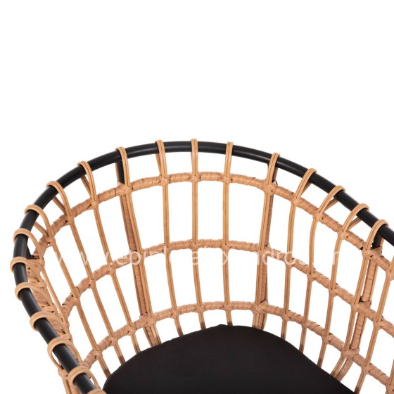 ΠΟΛΥΘΡΟΝΑ ΕΞ.ΧΩΡΟΥ ALLEGRA HM5456.11 ΜΕΤΑΛΛΟ&ΜΑΞΙΛΑΡΙ ΜΑΥΡΟ-WICKER ΜΠΕΖ 58x61x81Y