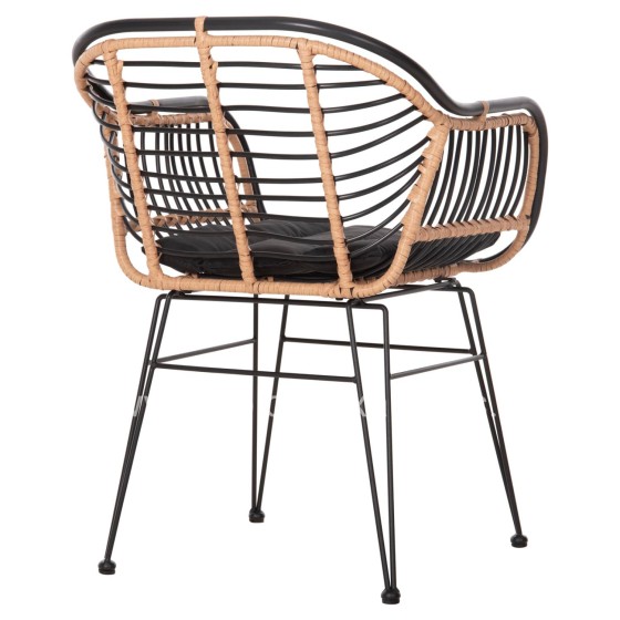 OUTDOOR ARMCHAIR ALLEGRA HM5663.11 METAL FRAME-P.E.RATTAN IN BEIGE & BLACK 58x59x81Hcm.