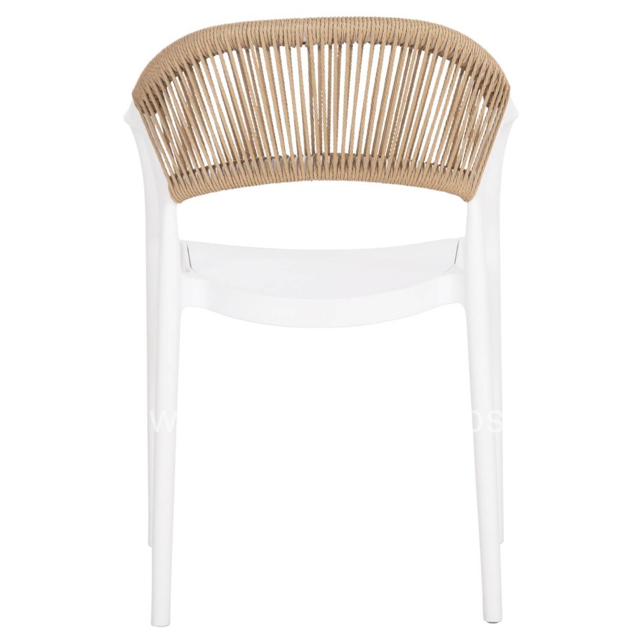 ARMCHAIR POLYPROPYLENE EVA HM6155.01 WHITE WITH BEIGE PP ROPE 56.5x53x80Hcm.