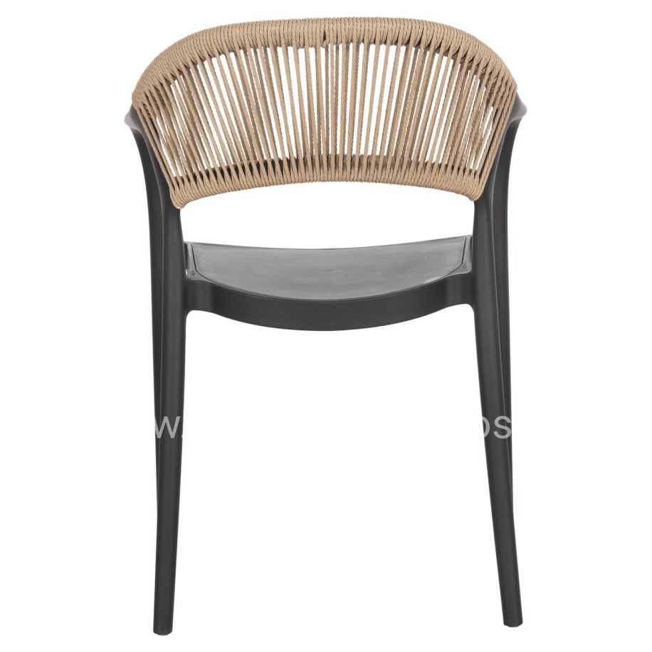 ARMCHAIR POLYPROPYLENE EVA HM6155.02 BLACK WITH BEIGE PP ROPE 56.5x53x80Hcm.