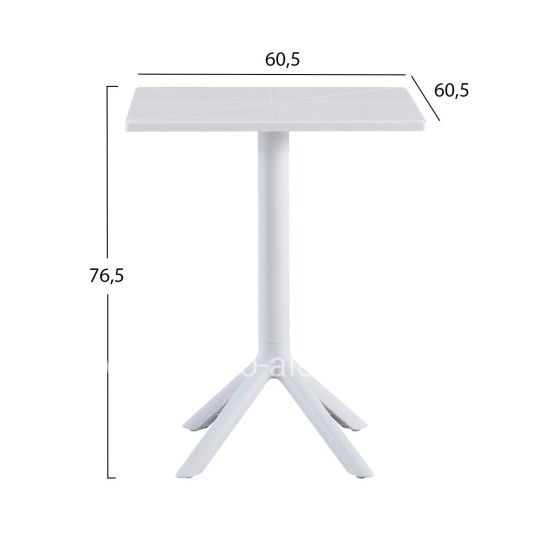 SQUARE POLYPROPYLENE TABLE TERRIN HM6125.11 WHITE 60x60x75Hcm.