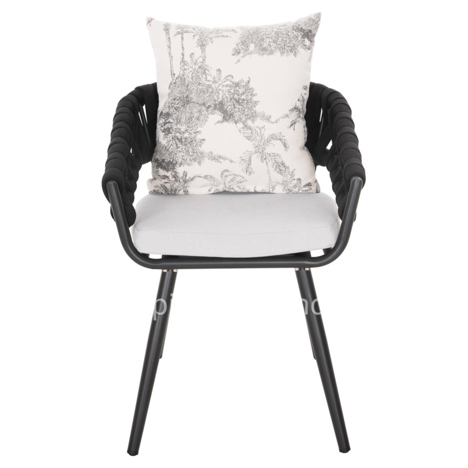 ARMCHAIR ALUMINUM CAMDEN HM6141.01 BACK CUSHION IN ECRU WITH PRINT DESIGN-ANTHRACITE 56x60x72-87Hcm.