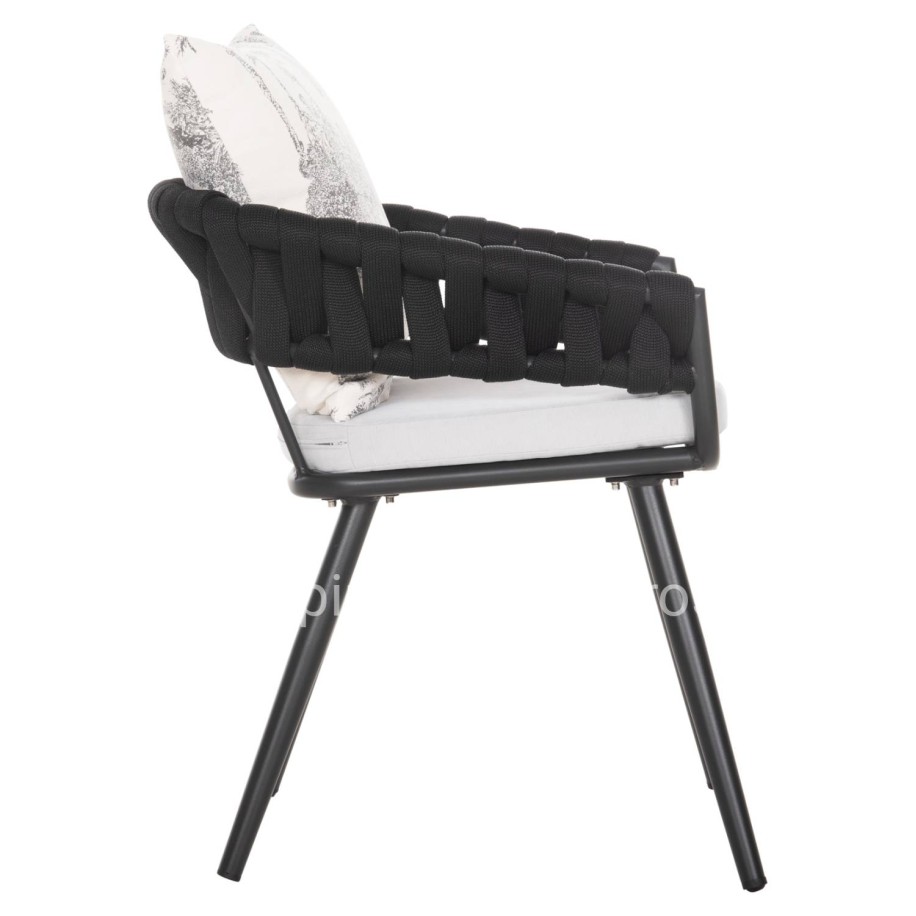 ARMCHAIR ALUMINUM CAMDEN HM6141.01 BACK CUSHION IN ECRU WITH PRINT DESIGN-ANTHRACITE 56x60x72-87Hcm.