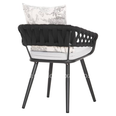 ARMCHAIR ALUMINUM CAMDEN HM6141.01 BACK CUSHION IN ECRU WITH PRINT DESIGN-ANTHRACITE 56x60x72-87Hcm.