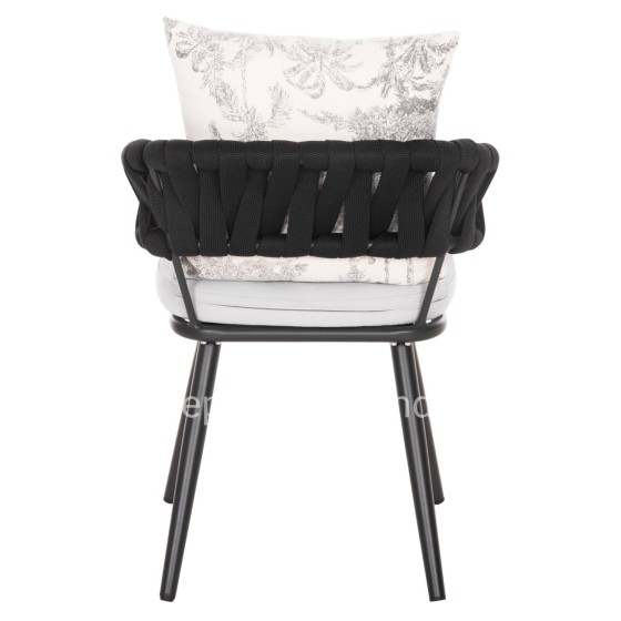 ARMCHAIR ALUMINUM CAMDEN HM6141.01 BACK CUSHION IN ECRU WITH PRINT DESIGN-ANTHRACITE 56x60x72-87Hcm.