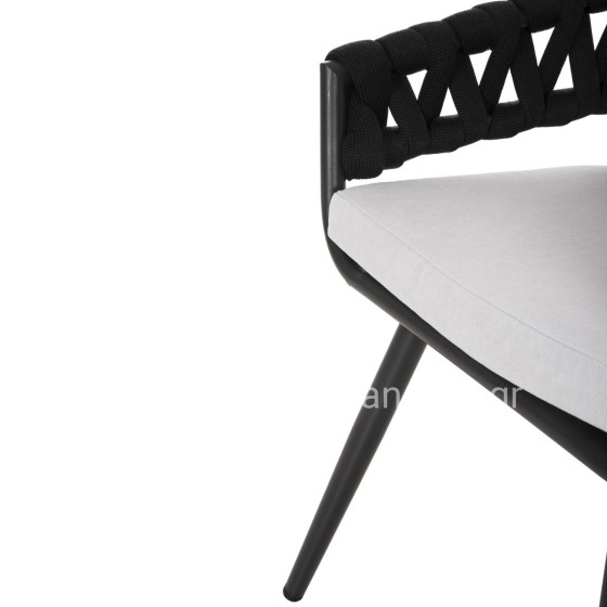 ARMCHAIR ALUMINUM CAMDEN HM6141.01 BACK CUSHION IN ECRU WITH PRINT DESIGN-ANTHRACITE 56x60x72-87Hcm.