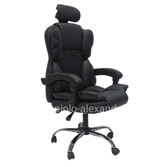 OFFICE CHAIR OCTAVIUS HM1202 BLACK PVC & NYLON- CHROMED METAL BASE 63x73x129Hcm.