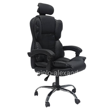 OFFICE CHAIR OCTAVIUS HM1202 BLACK PVC & NYLON- CHROMED METAL BASE 63x73x129Hcm.
