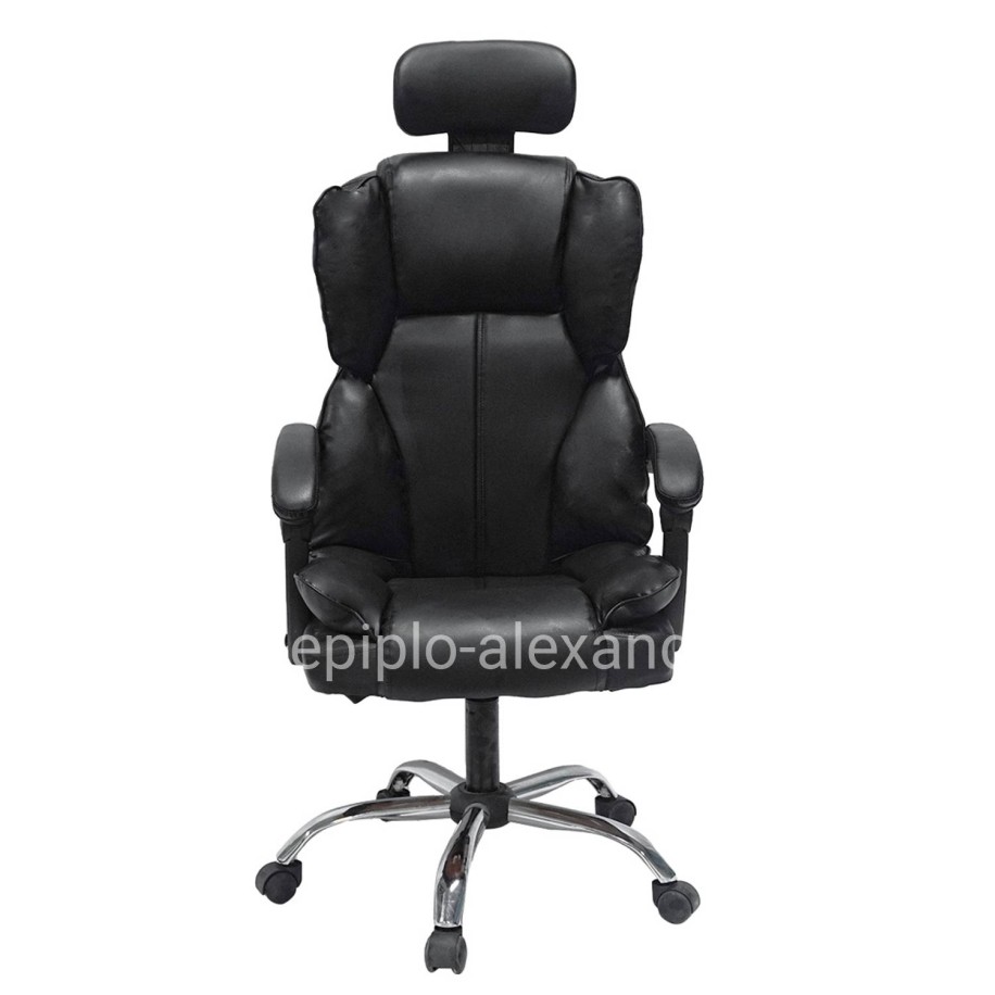 ΚΑΡΕΚΛΑ ΓΡΑΦΕΙΟΥ OCTAVIUS HM1202 ΜΑΥΡΟ PVC & NYLON-ΜΕΤΑΛ.ΧΡΩΜΙΟ ΒΑΣΗ 63x73x129Υεκ