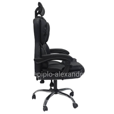 OFFICE CHAIR OCTAVIUS HM1202 BLACK PVC & NYLON- CHROMED METAL BASE 63x73x129Hcm.