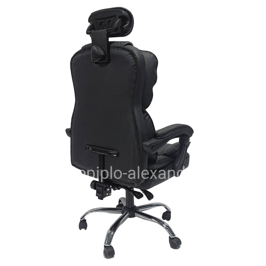 OFFICE CHAIR OCTAVIUS HM1202 BLACK PVC & NYLON- CHROMED METAL BASE 63x73x129Hcm.