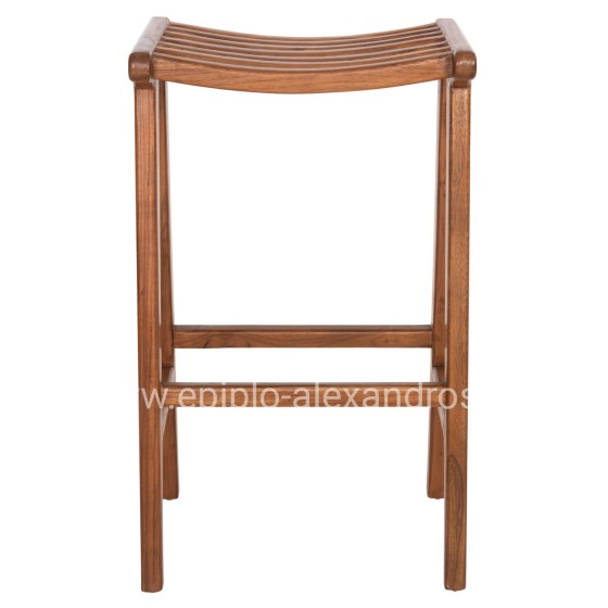 BAR STOOL BUNDY HM6130 TEAK WOOD IN WALNUT 45x40x75Hcm.