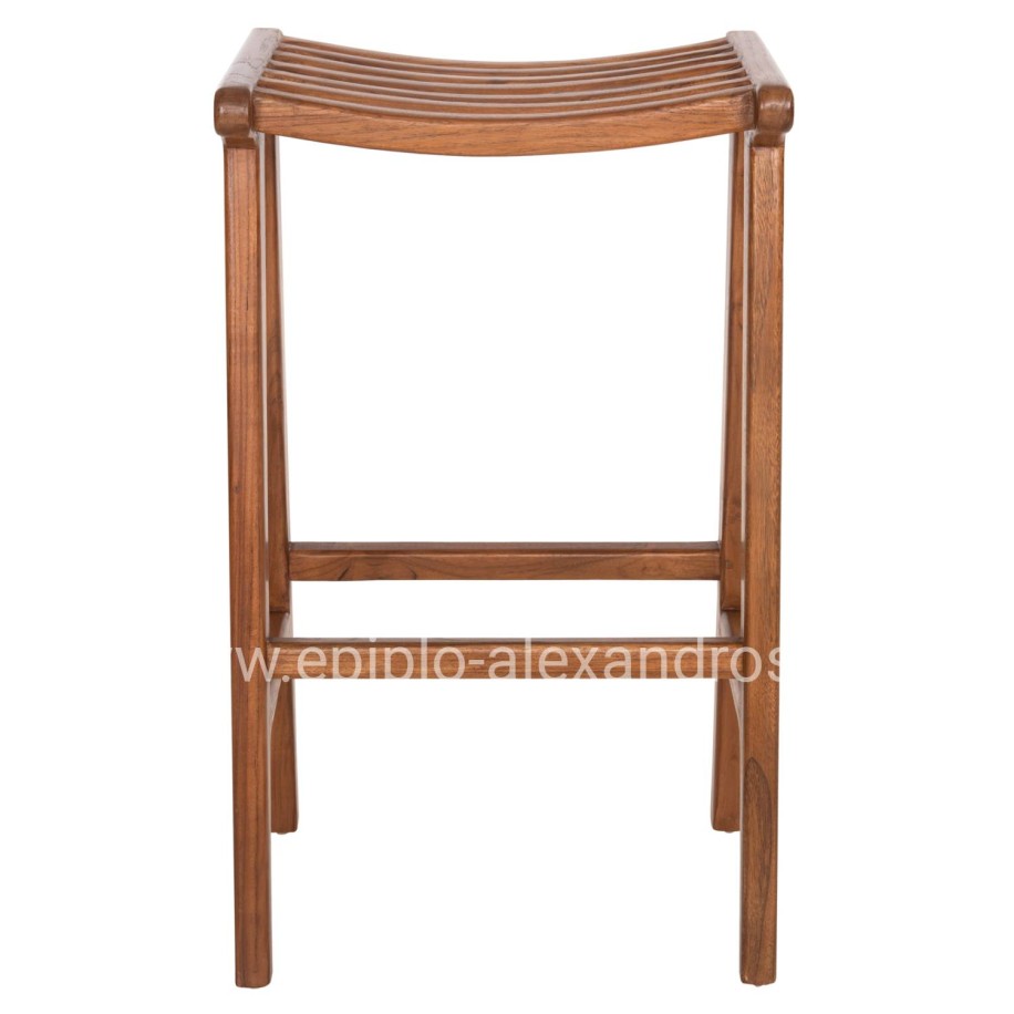 BAR STOOL BUNDY HM6130 TEAK WOOD IN WALNUT 45x40x75Hcm.