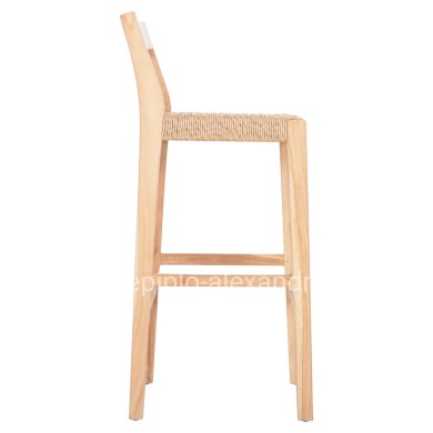 BAR STOOL WITH BACKREST PLERED HM6129 TEAK WOOD & VIRO ROPE 40x45x100Hcm.