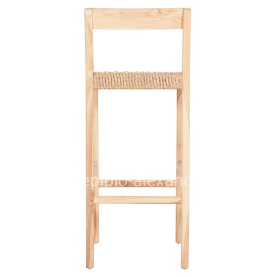 BAR STOOL WITH BACKREST PLERED HM6129 TEAK WOOD & VIRO ROPE 40x45x100Hcm.