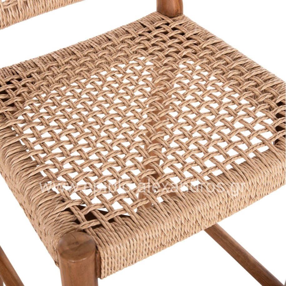 BAR STOOL ROSCO HM6134 TEAK WOOD IN NATURAL-VIRO ROPE IN BEIGE 47x52x100Hcm.