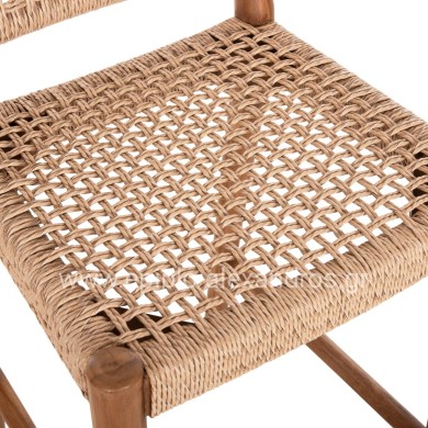 BAR STOOL ROSCO HM6134 TEAK WOOD IN NATURAL-VIRO ROPE IN BEIGE 47x52x100Hcm.