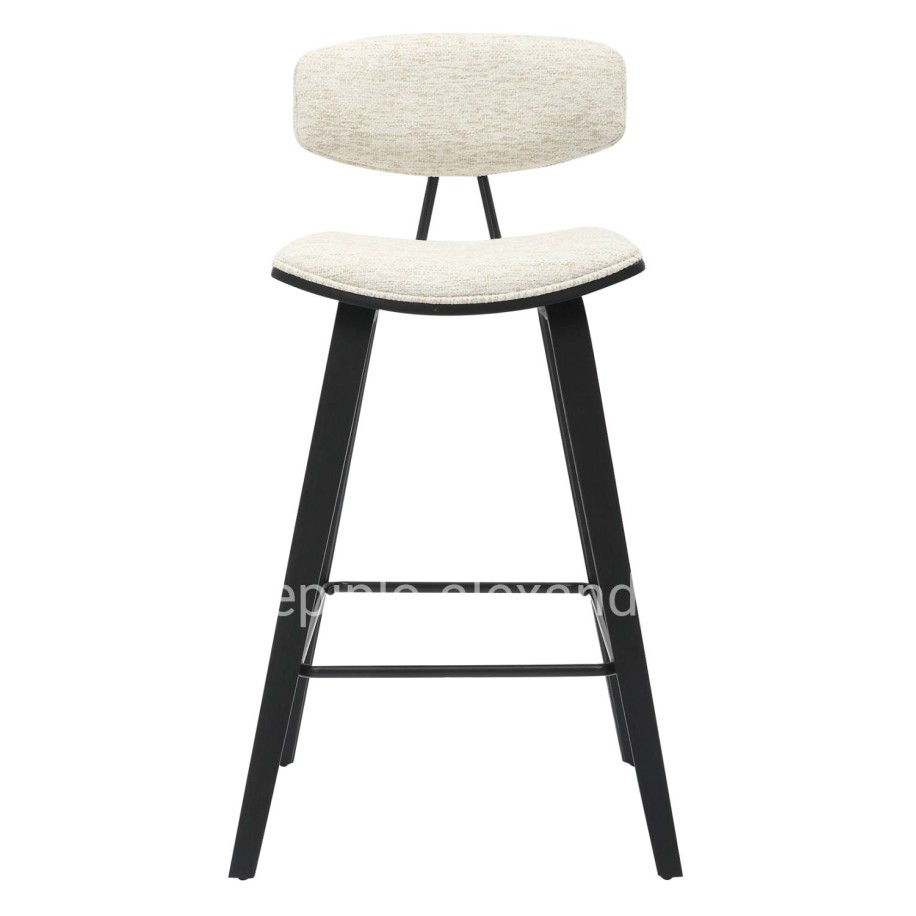 BAR STOOL MED.HEIGHT INOVER HM9984.02 METAL & PLYWOOD-ECRU FABRIC 50,5x49x90Hcm.