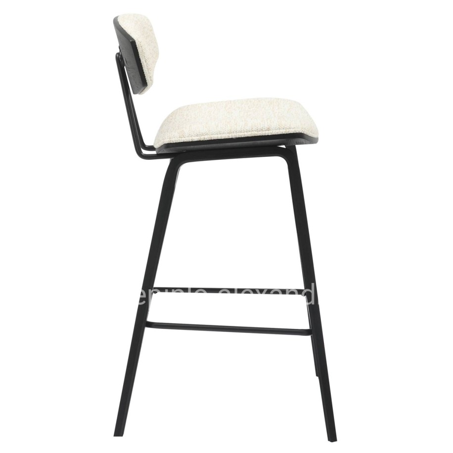 BAR STOOL MED.HEIGHT INOVER HM9984.02 METAL & PLYWOOD-ECRU FABRIC 50,5x49x90Hcm.