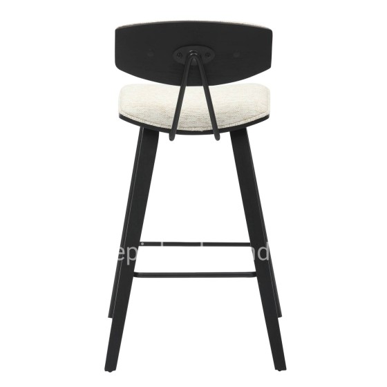 BAR STOOL MED.HEIGHT INOVER HM9984.02 METAL & PLYWOOD-ECRU FABRIC 50,5x49x90Hcm.