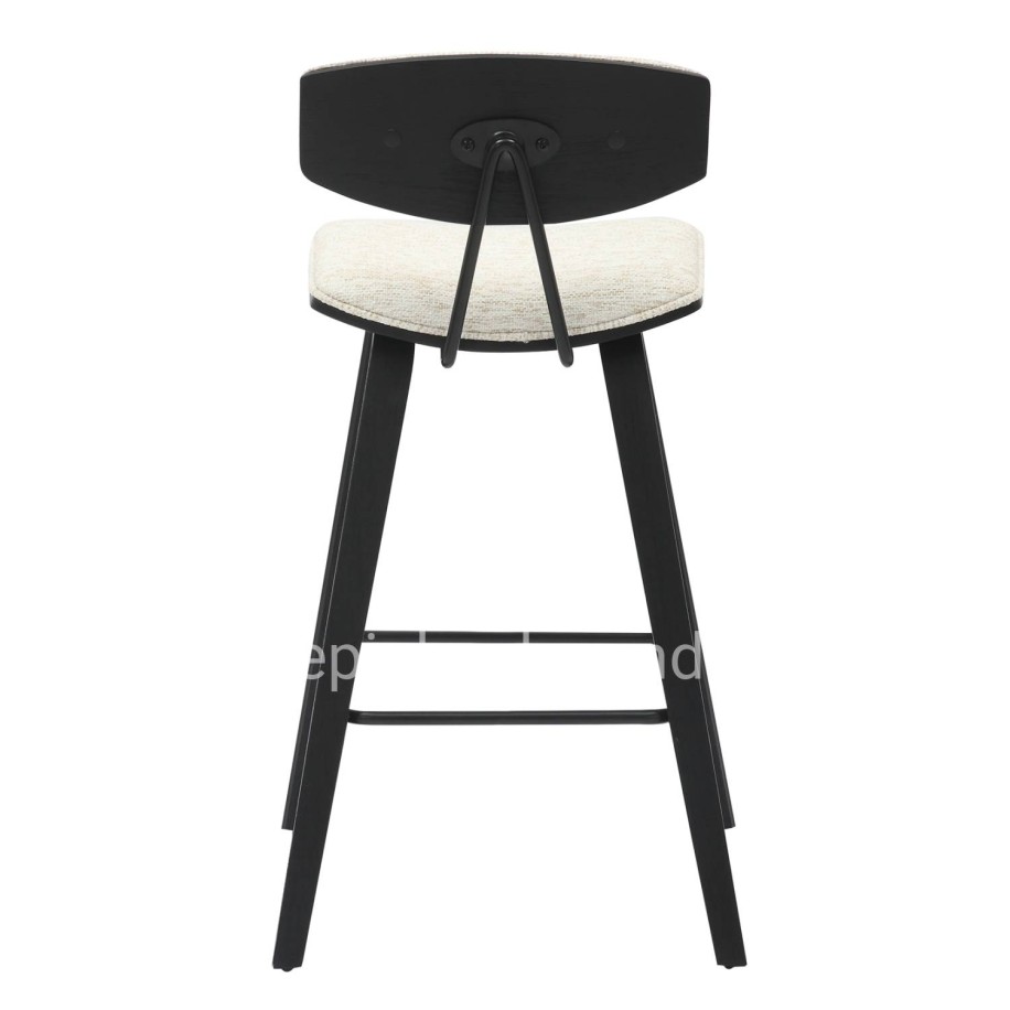 BAR STOOL MED.HEIGHT INOVER HM9984.02 METAL & PLYWOOD-ECRU FABRIC 50,5x49x90Hcm.