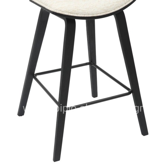 BAR STOOL MED.HEIGHT INOVER HM9984.02 METAL & PLYWOOD-ECRU FABRIC 50,5x49x90Hcm.