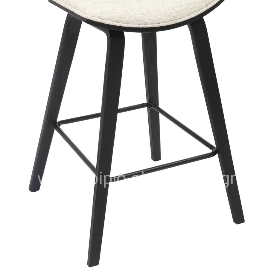 BAR STOOL MED.HEIGHT INOVER HM9984.02 METAL & PLYWOOD-ECRU FABRIC 50,5x49x90Hcm.