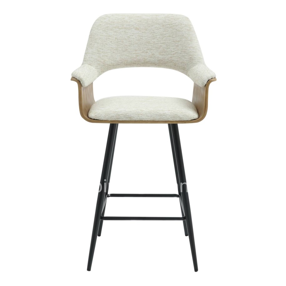 BAR STOOL MED.HEIGHT CLIPP HM9987.02 BLACK METAL LEGS-ECRU FABRIC 57,5x53x98Hcm.