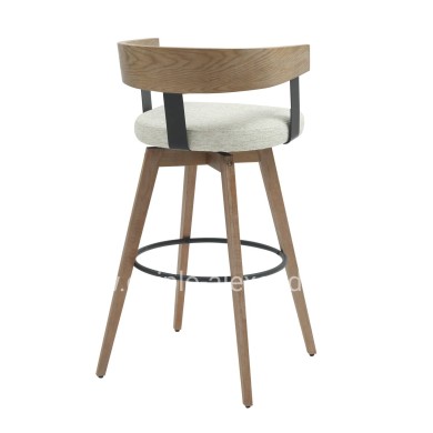 BAR STOOL MEDIUM HEIGHT SWIVEL LANI HM9988.01 BEECH WOOD LEGS-PLYWOOD BACK-ECRU FABRIC SEAT 55x55x97Hcm.