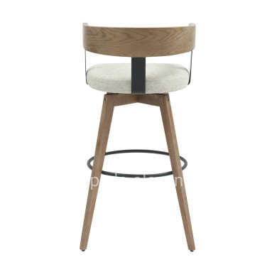 BAR STOOL MEDIUM HEIGHT SWIVEL LANI HM9988.01 BEECH WOOD LEGS-PLYWOOD BACK-ECRU FABRIC SEAT 55x55x97Hcm.