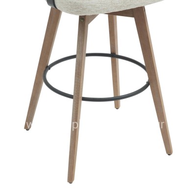 BAR STOOL MEDIUM HEIGHT SWIVEL LANI HM9988.01 BEECH WOOD LEGS-PLYWOOD BACK-ECRU FABRIC SEAT 55x55x97Hcm.