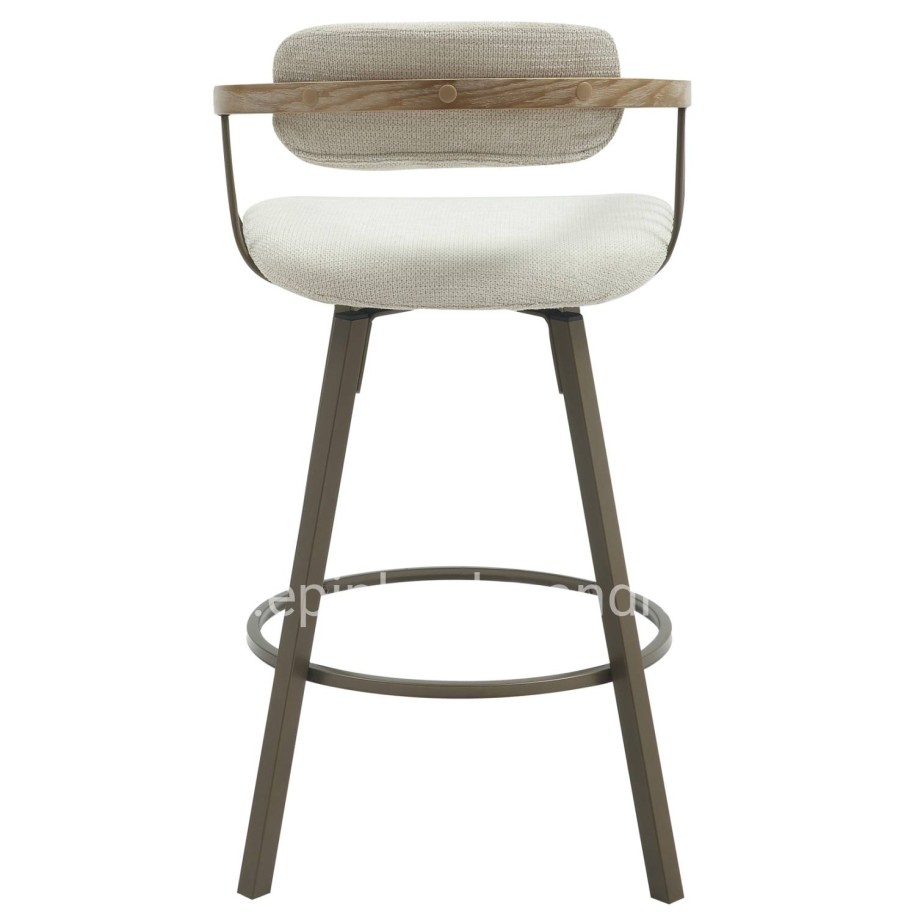 BAR STOOL SWIVEL LANG HM9990.01 ANTIQUE COPPER METAL FRAME-ECRU FABRIC 51,5x48,5x89,5Hcm.