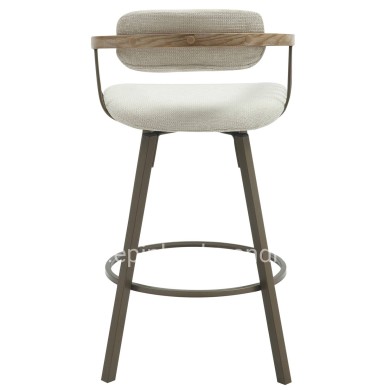 BAR STOOL SWIVEL LANG HM9990.01 ANTIQUE COPPER METAL FRAME-ECRU FABRIC 51,5x48,5x89,5Hcm.