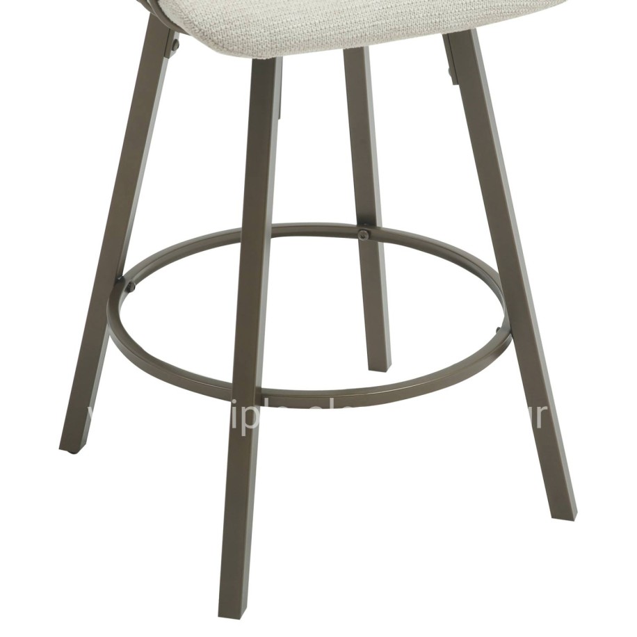 BAR STOOL SWIVEL LANG HM9990.01 ANTIQUE COPPER METAL FRAME-ECRU FABRIC 51,5x48,5x89,5Hcm.