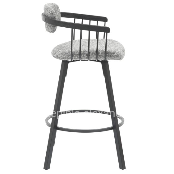 BAR STOOL SWIVEL LANG HM9990.02 BLACK METAL FRAME-GREY FABRIC 51,5x48,5x89,5Hcm.