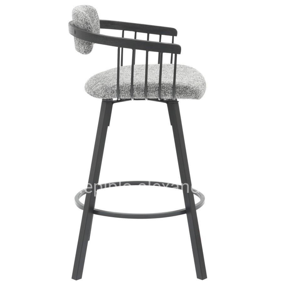 BAR STOOL SWIVEL LANG HM9990.02 BLACK METAL FRAME-GREY FABRIC 51,5x48,5x89,5Hcm.