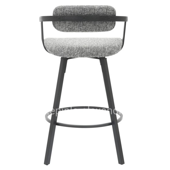 BAR STOOL SWIVEL LANG HM9990.02 BLACK METAL FRAME-GREY FABRIC 51,5x48,5x89,5Hcm.