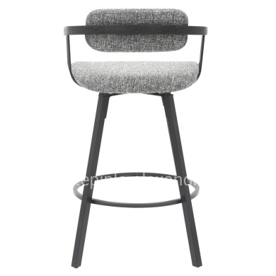 BAR STOOL SWIVEL LANG HM9990.02 BLACK METAL FRAME-GREY FABRIC 51,5x48,5x89,5Hcm.