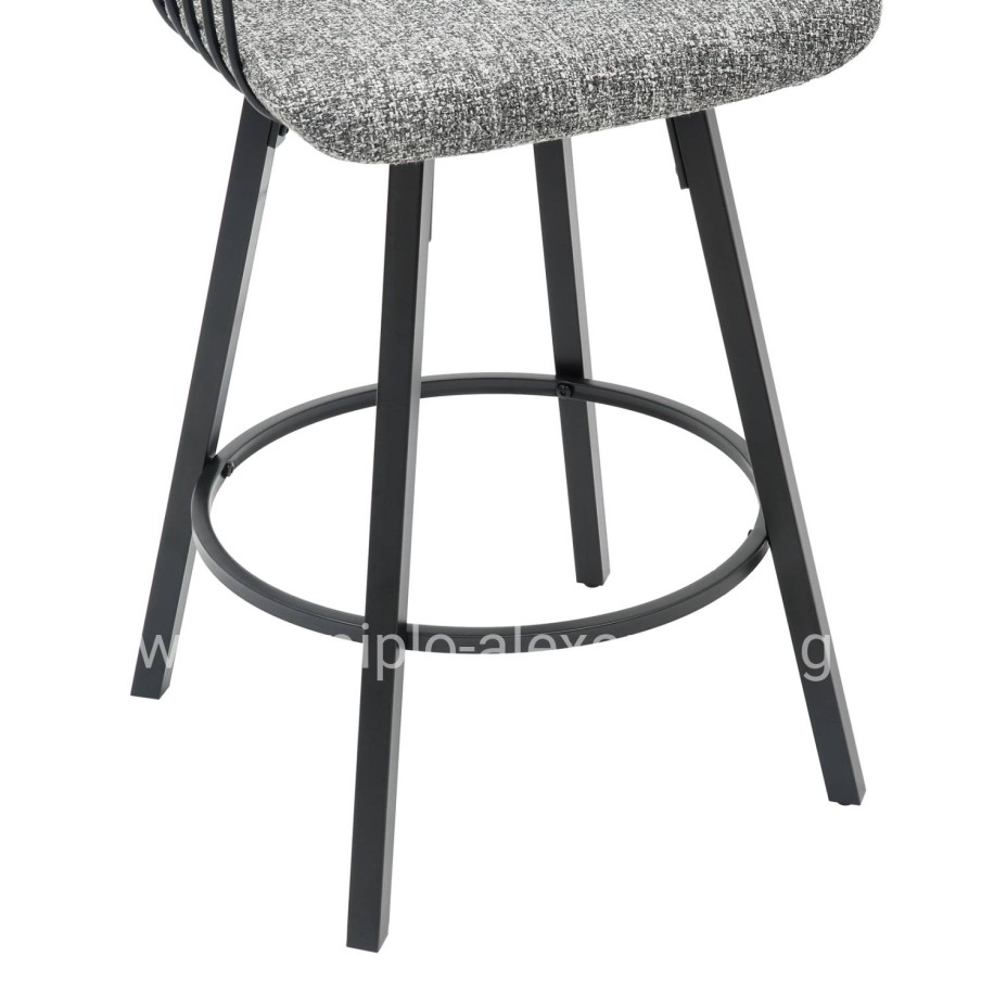 BAR STOOL SWIVEL LANG HM9990.02 BLACK METAL FRAME-GREY FABRIC 51,5x48,5x89,5Hcm.
